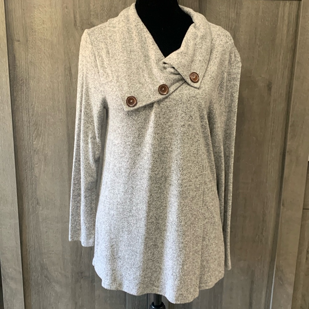 Misia Split Button Collar Knit Long Sleeve Sweater Women's Size Small - Picture 1 of 9